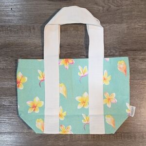 Floral Tote Bag with White Handles